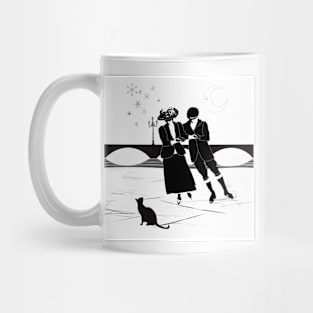 cat skaters monochrome Mug